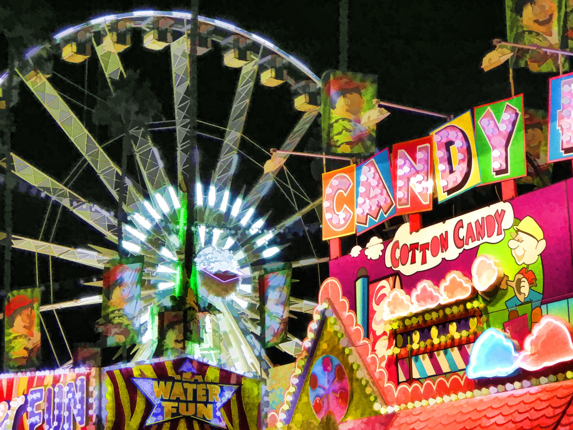 Ferris Wheel, Cotton Candy Stand, carnival fun