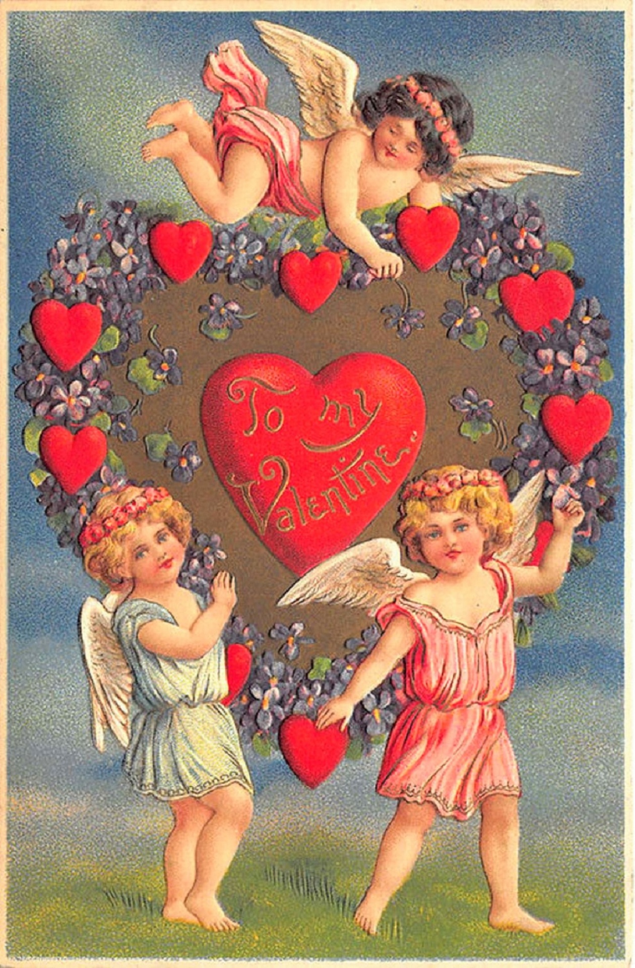 Valentine Cupids With Hearts