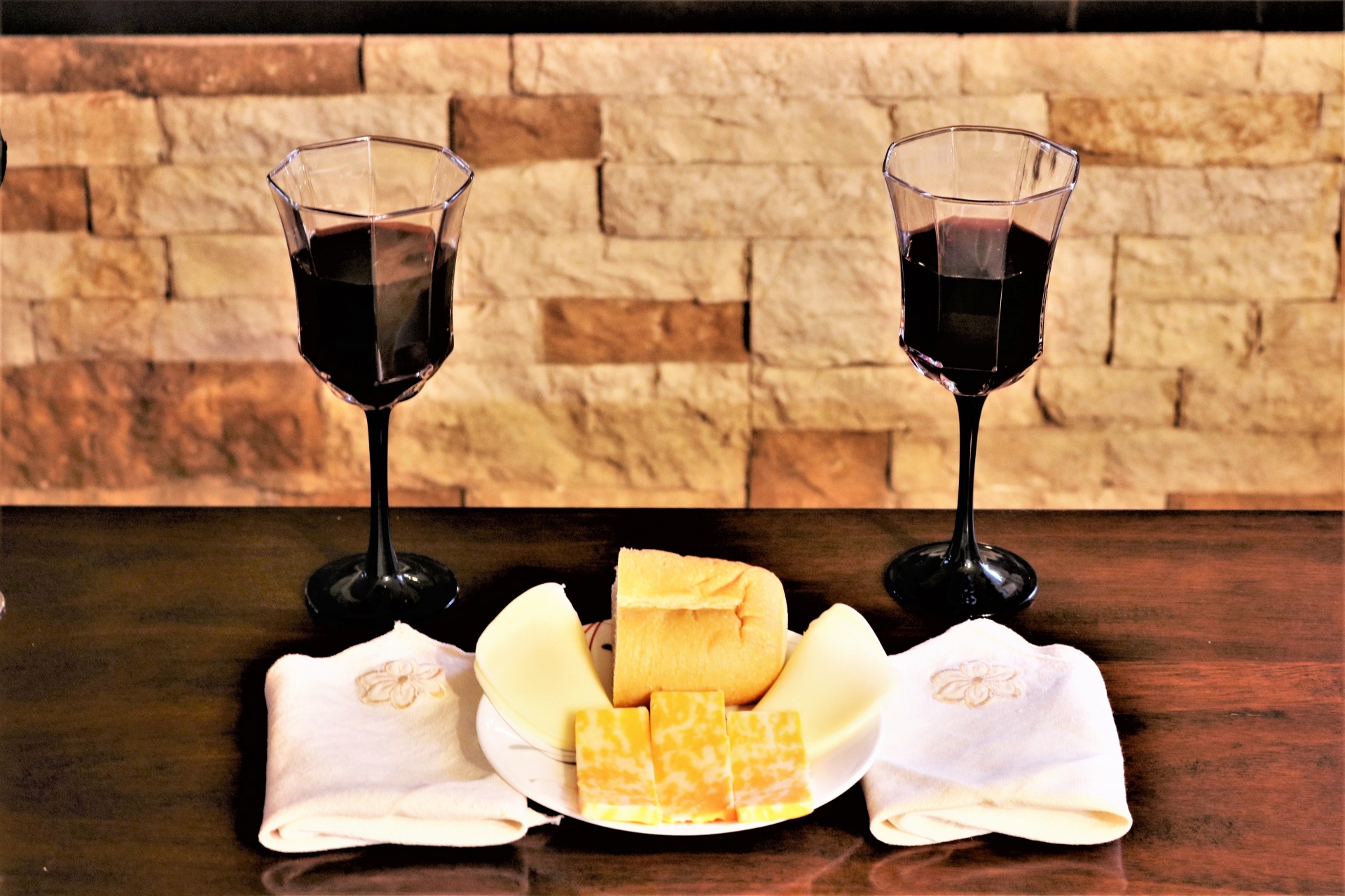 Wine And Cheese On Table