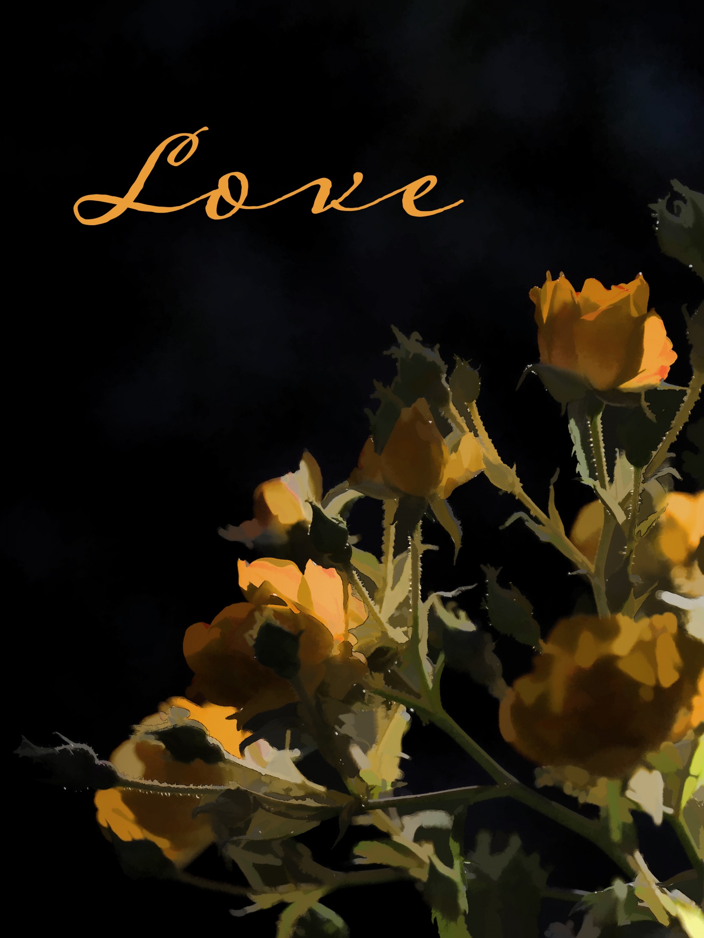Yellow Roses Background Painted