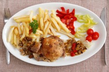 Fries, Meat And Vegetable