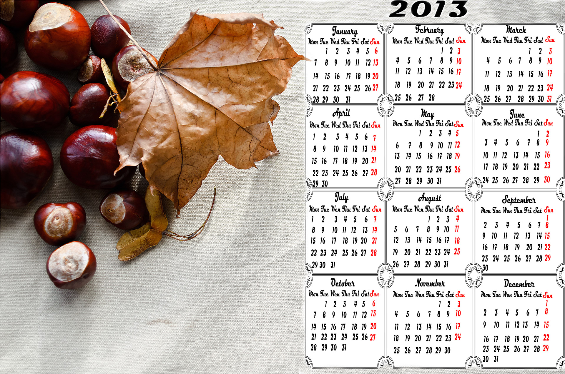 Calendar 2013-  Chestnuts