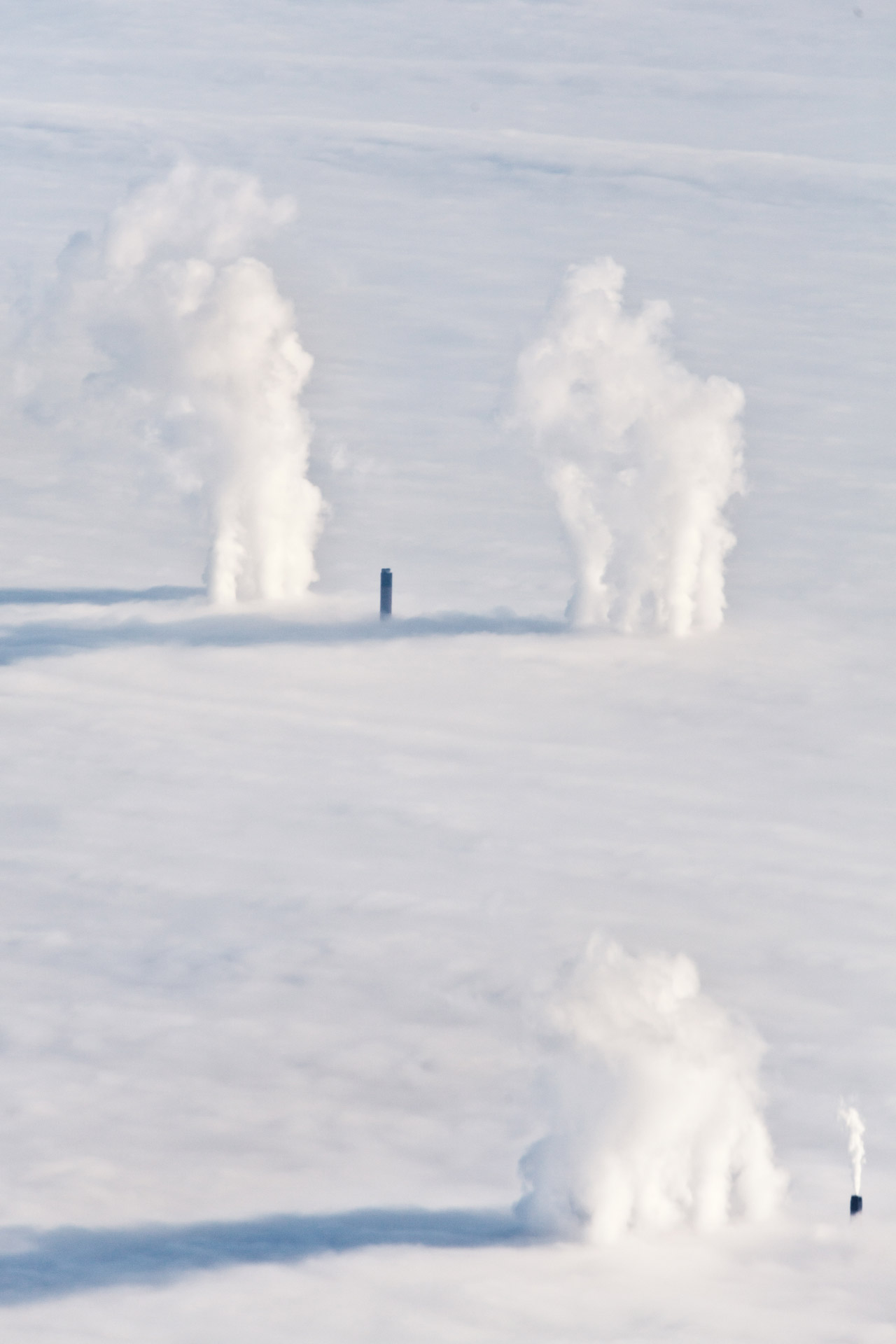 factory chimneys during weather inversion