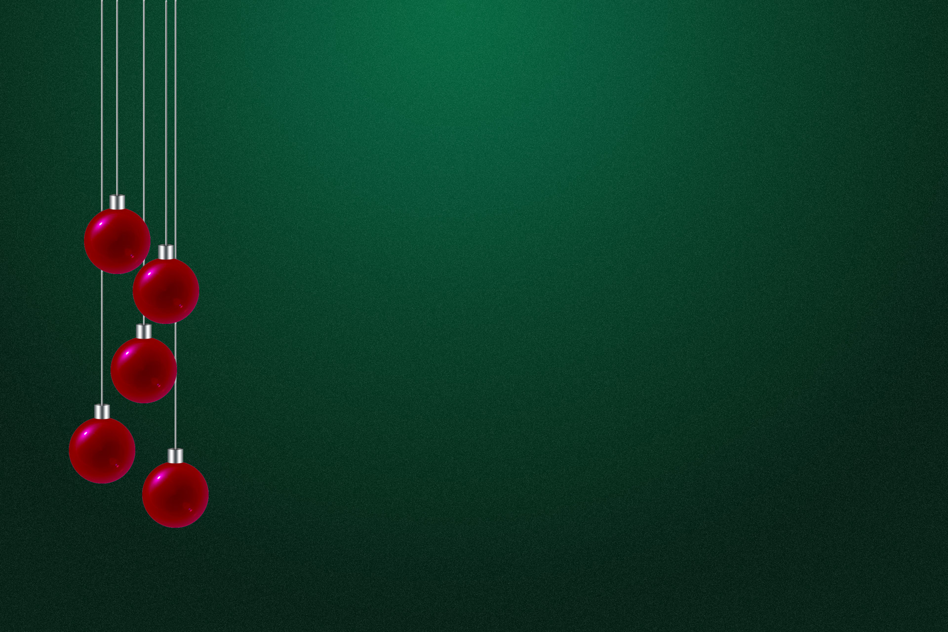 Red Christmas Bulbs on a Green Background