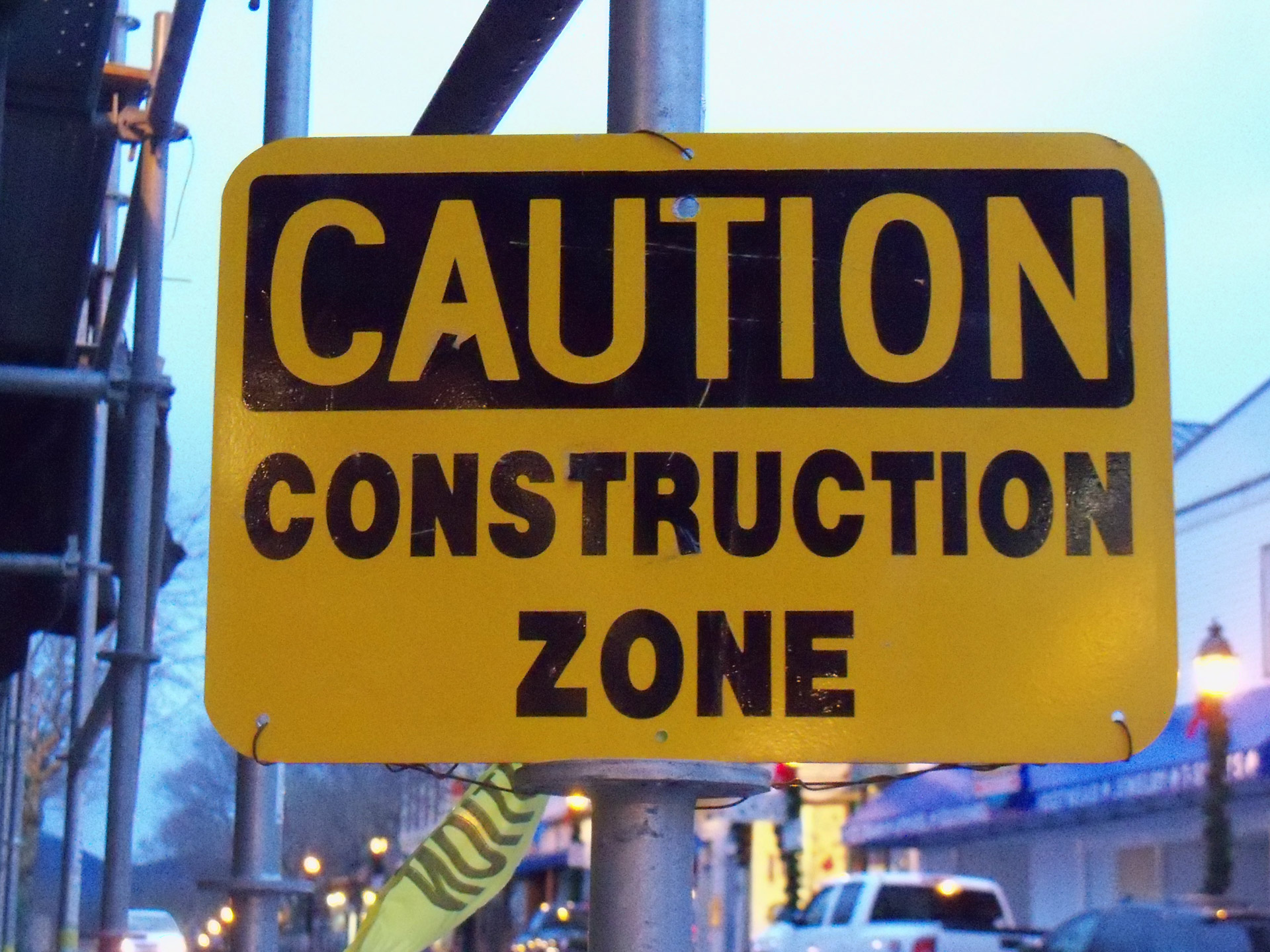 photo of a construction sign