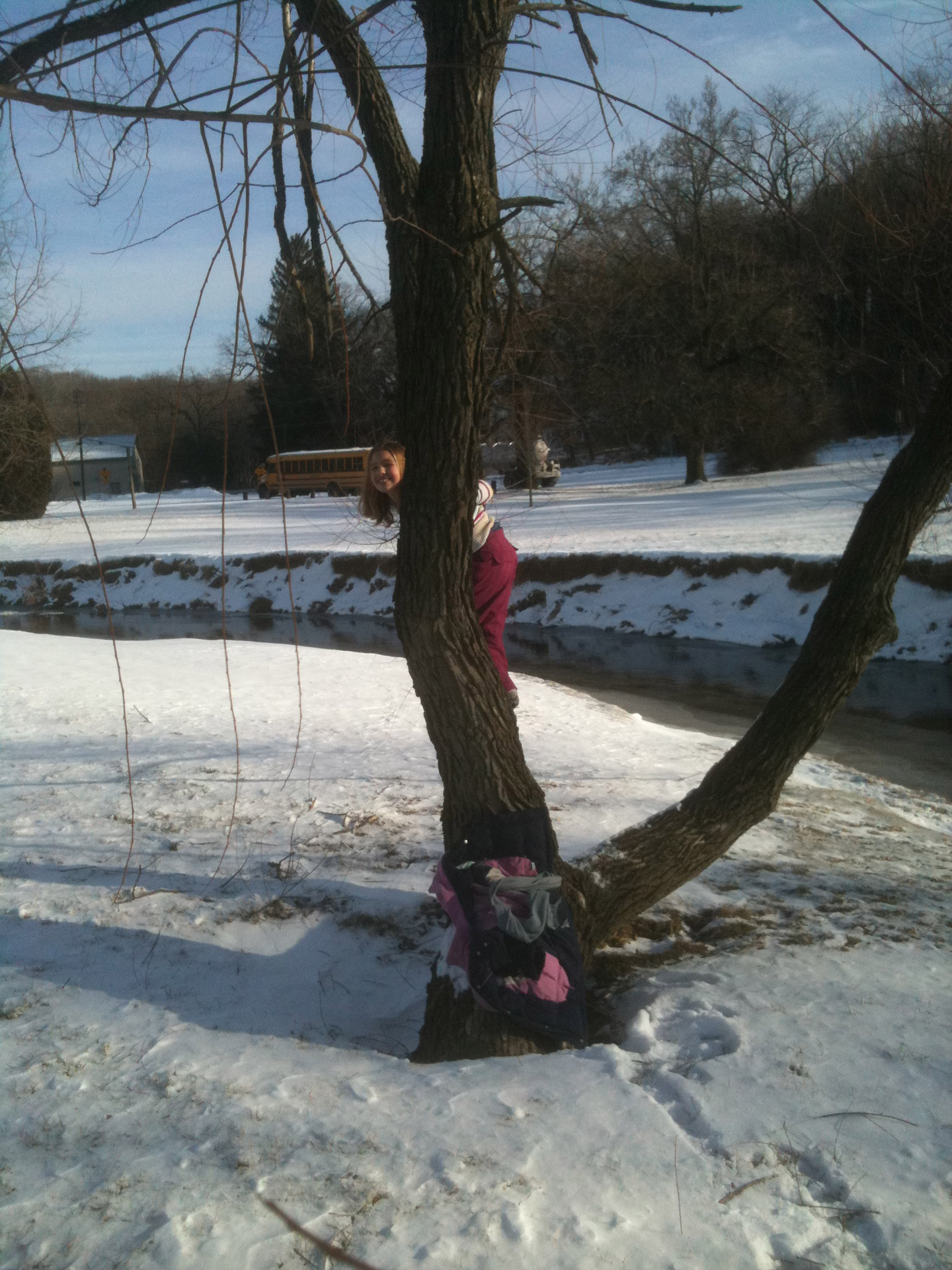 Girl In Winter Tree