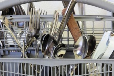 Cutlery In Dishwasher Close-up