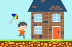 Kid Flying Kite