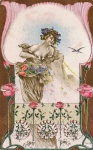 Lady With Roses Art Nouveau