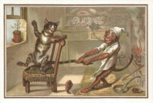 Monkey Pulling Cats Tail 1880