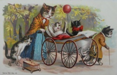 Mother Cat With Stroller 1903