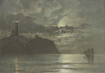 Seascape With Lighthouse Ca 1870