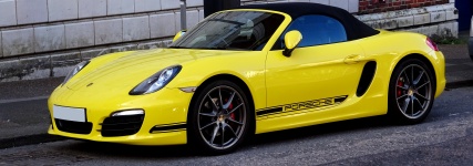 Yellow Convertible Porsche Car