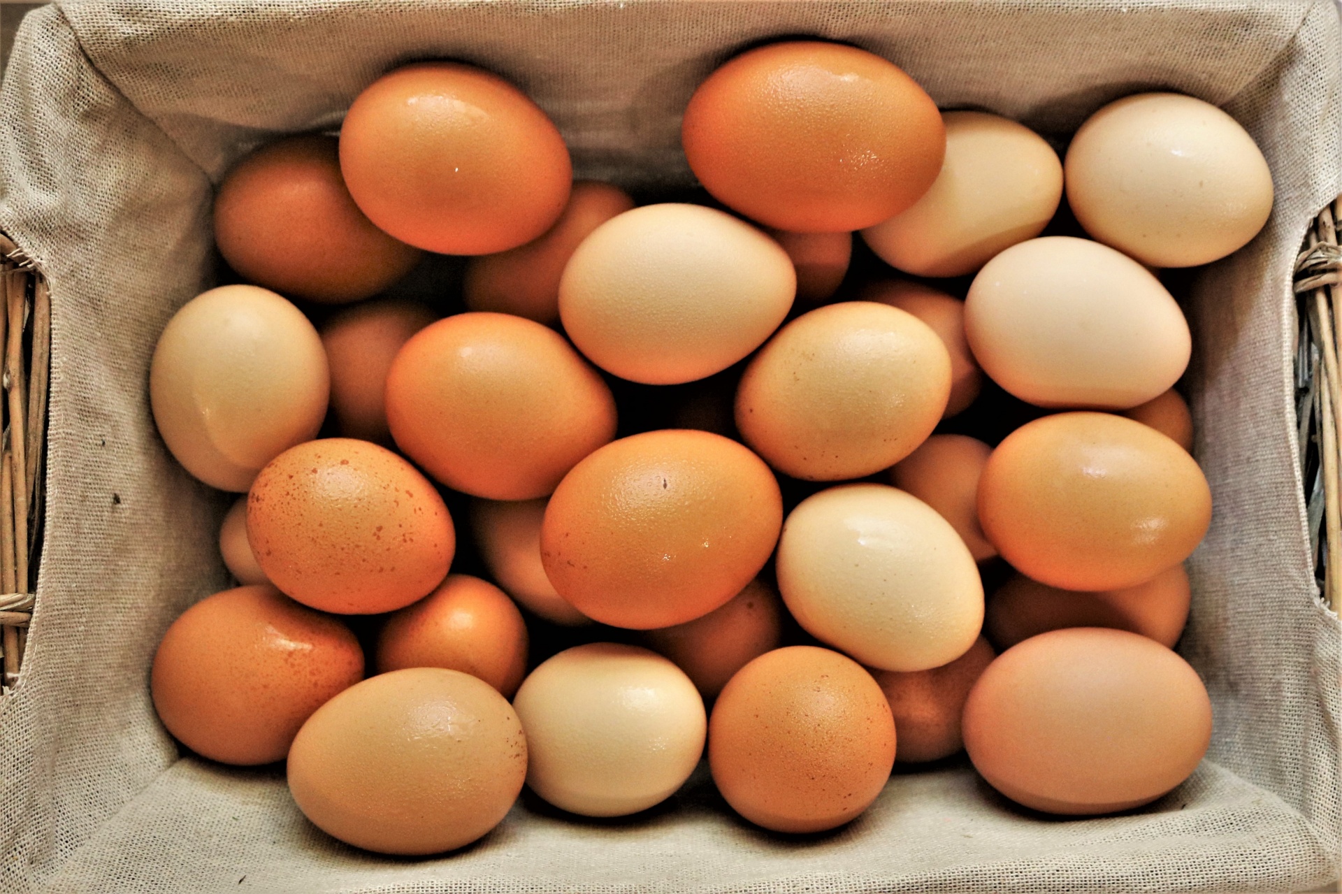 Brown Eggs In A Basket Top View