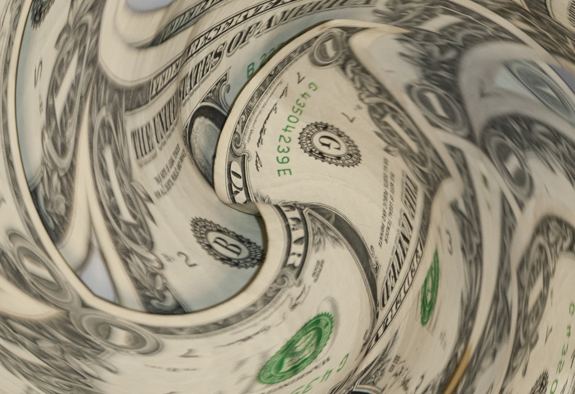 swirl of american one-dollar bills