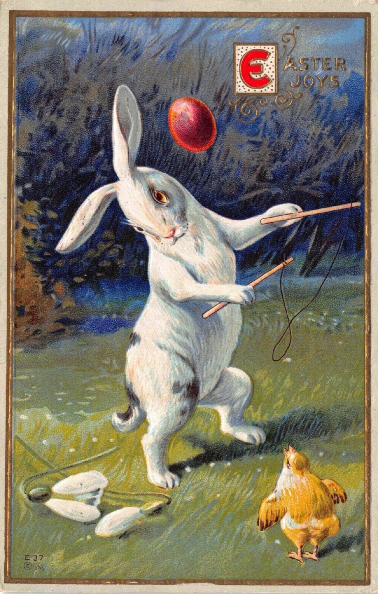 Easter Joys Rabbit Bunny chicken 1903 Public Domain