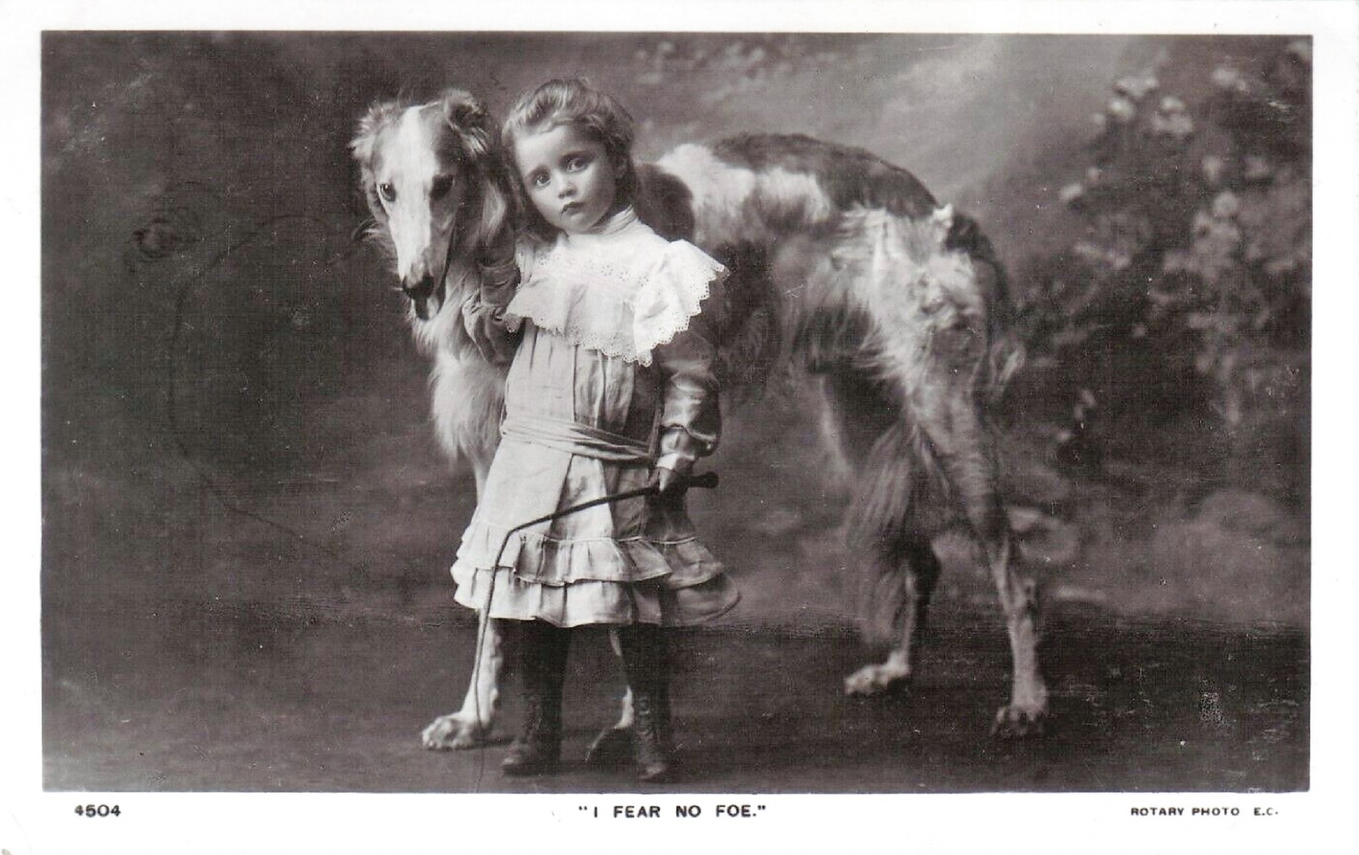 I Fear No Foe Girl With Borzoi Dog 1906 Public Domain