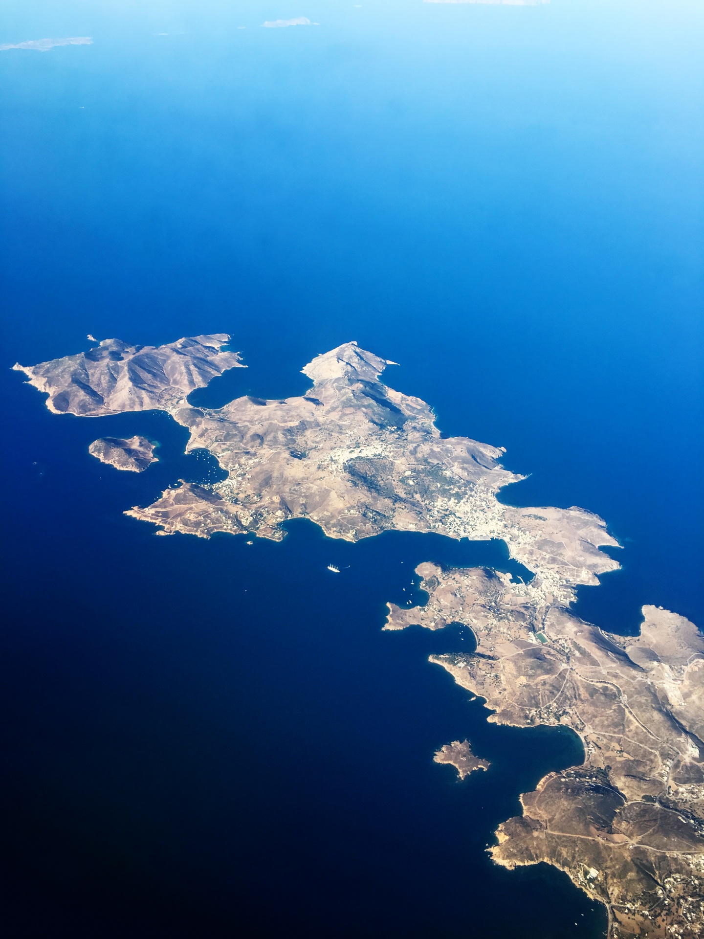 Greek island from the plane