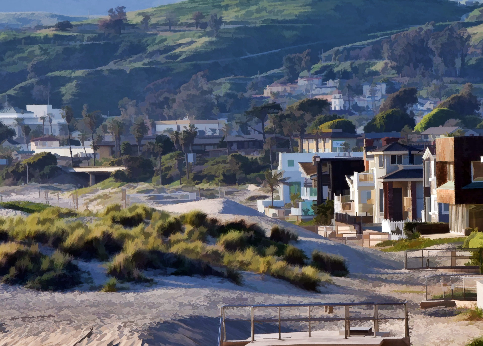 Residences along the Ventura Beach Shore, California