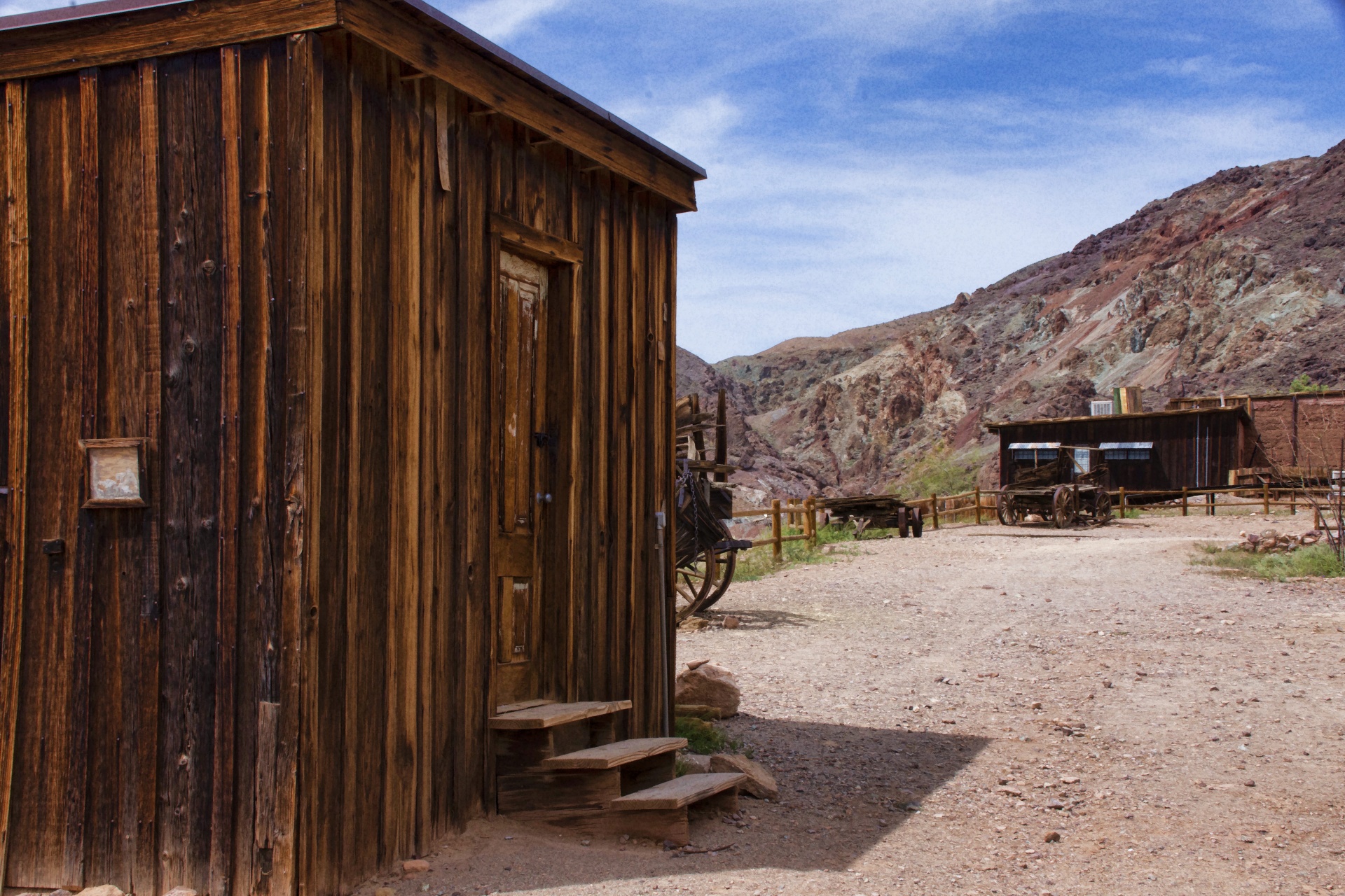 ghost town shacks in desert