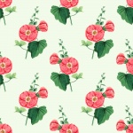 Alcea Rosea Wallpaper Pattern