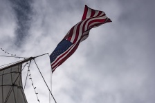 American Flag On Ship Mast