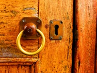 Brass Ring Wood Door Keyhole