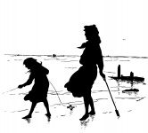 Children On Beach Silhouette