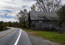 Gray Barn And Country Highway