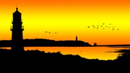 Lighthouse At Sunset Silhouette