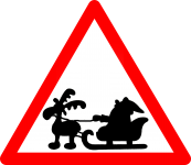 Santa And Reindeer Traffic Sign
