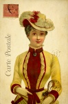 Woman Elegant Vintage Postcard