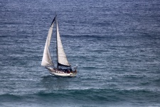 Yacht With White Sails On The Ocean