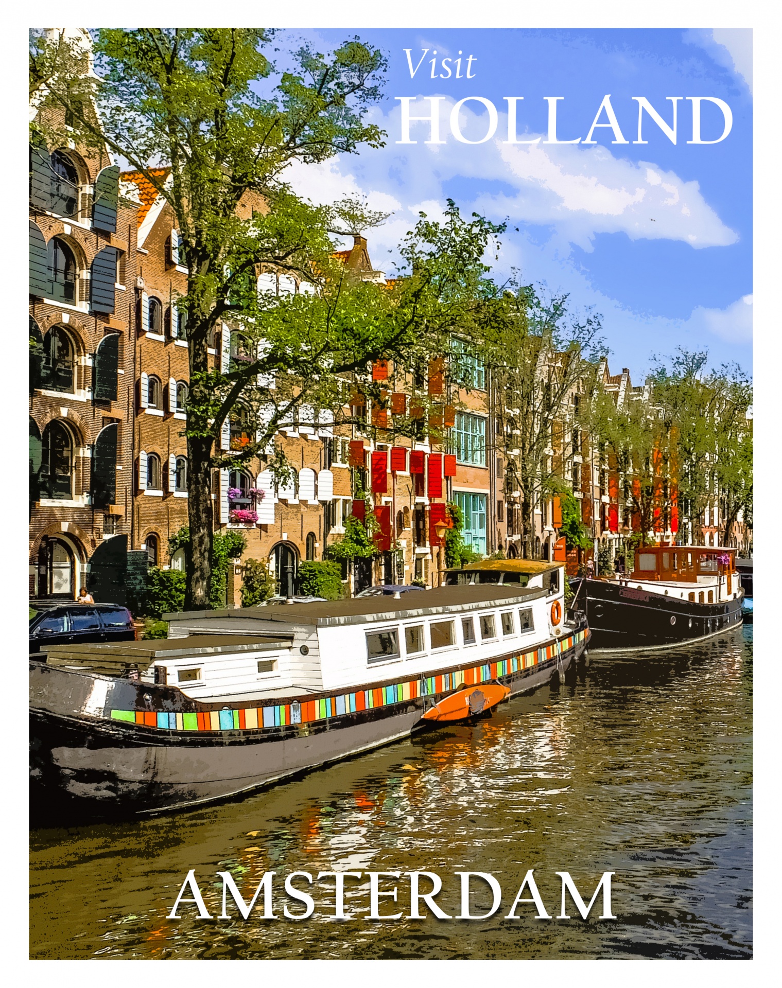 Amsterdam, Holland Travel Poster