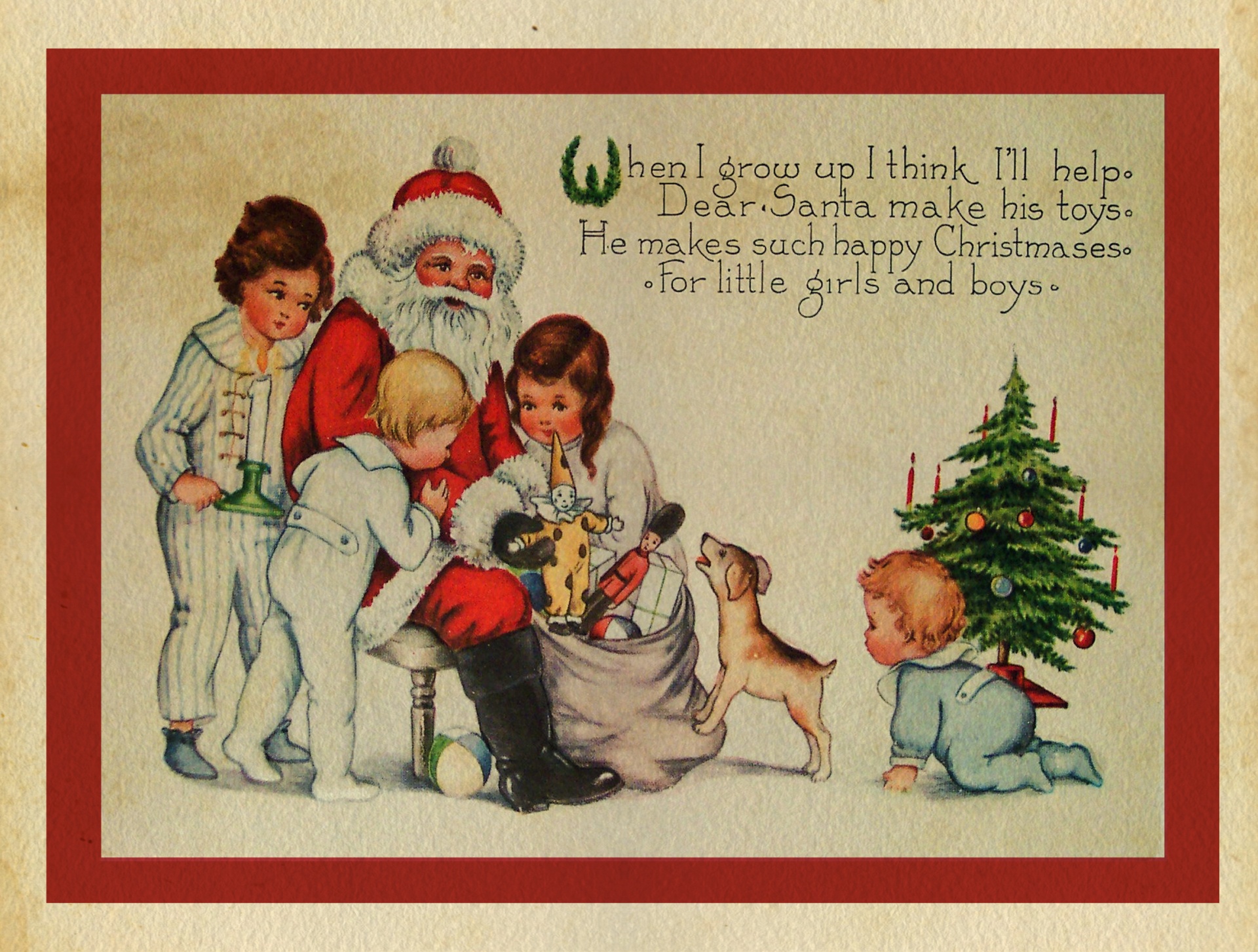 Christmas Card Vintage Santa