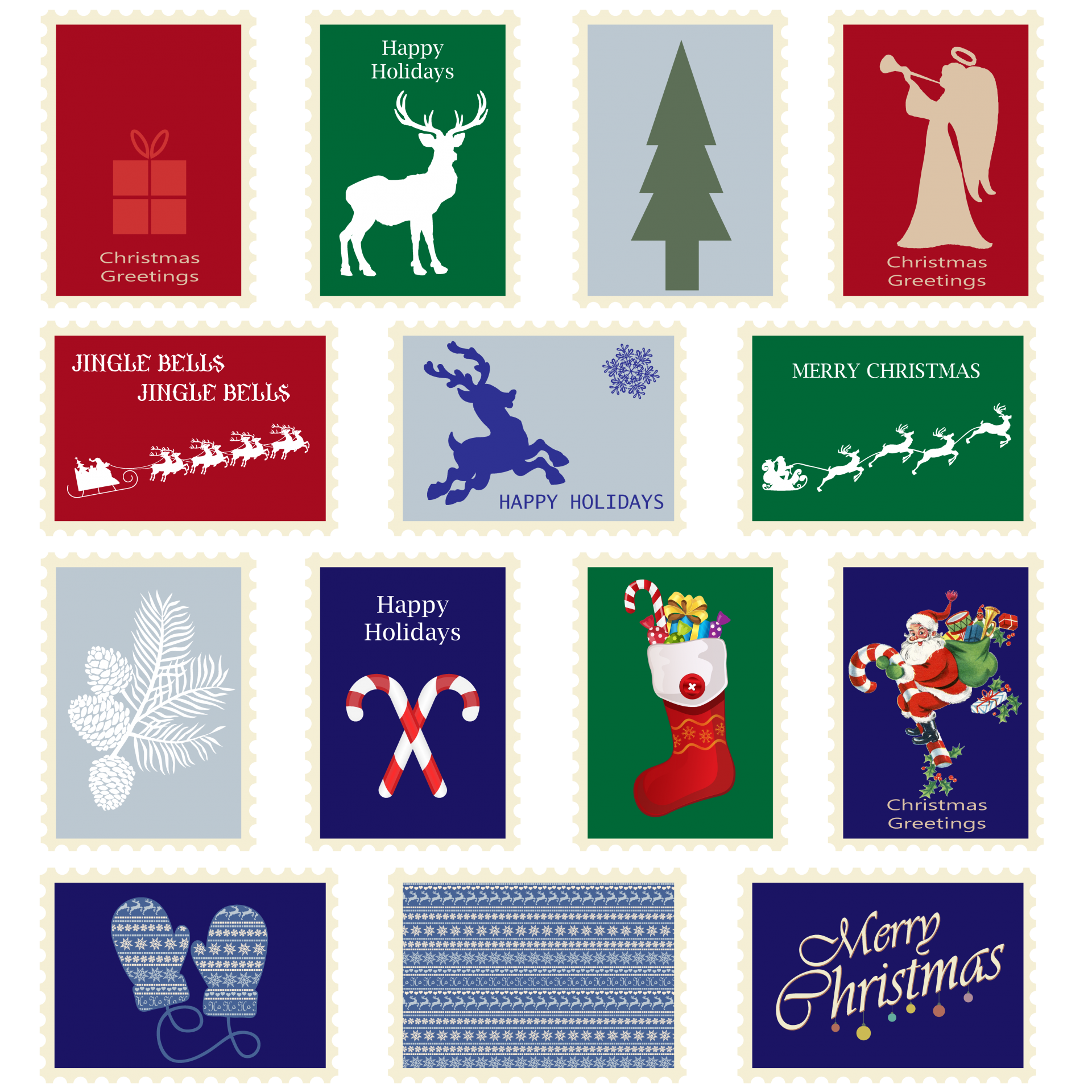 Christmas Postage Stamps Set