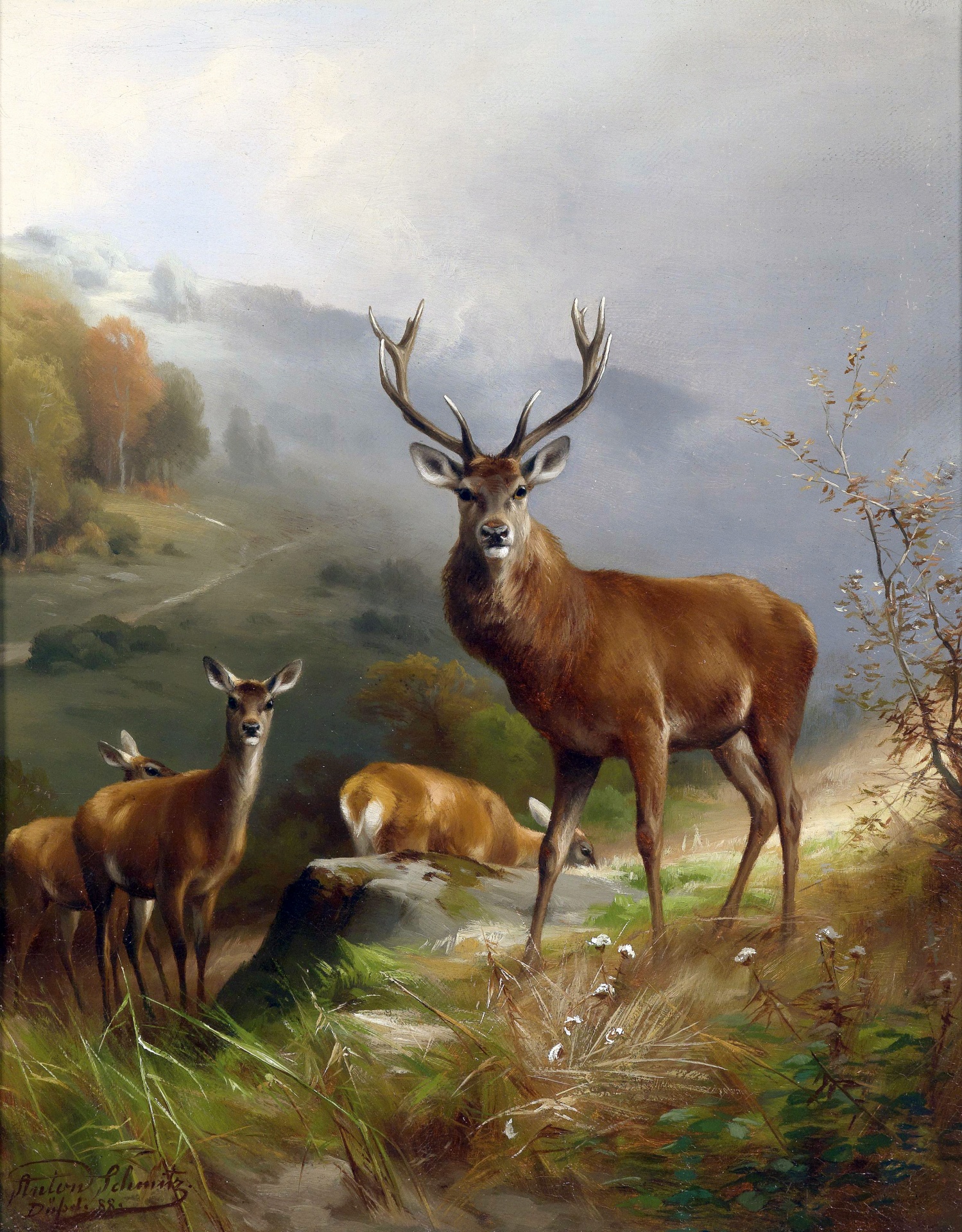 Deer Stag Vintage Painting