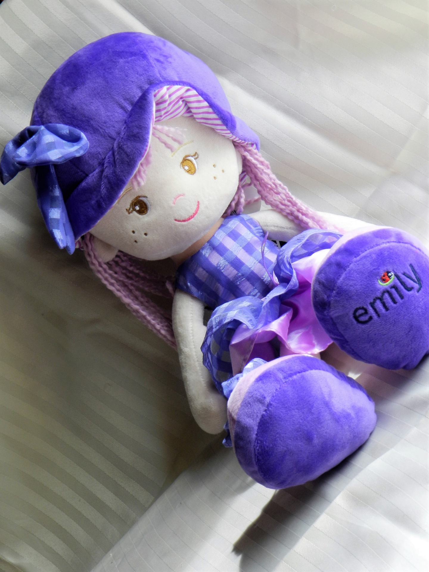 Stylized photo of a purple and pink rag doll
