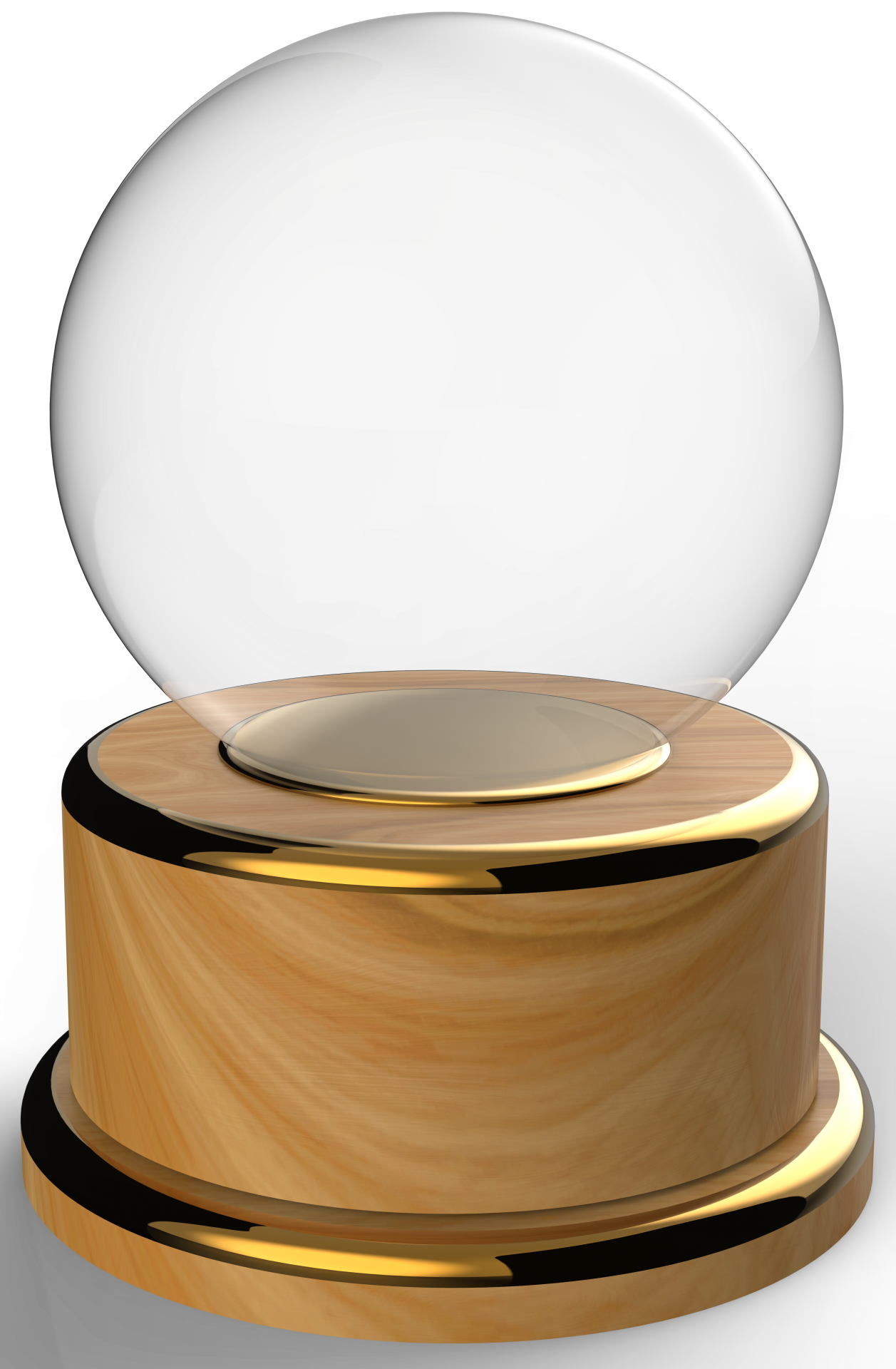 empty snowball in glass with wood