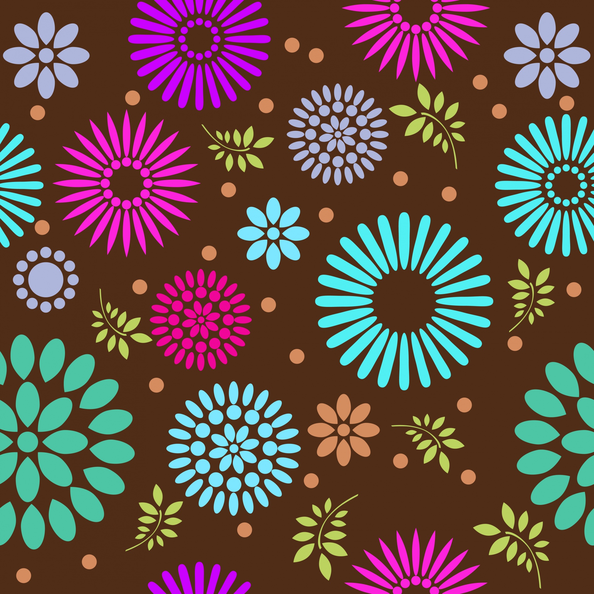 Colorful retro style floral wallpaper pattern seamless background