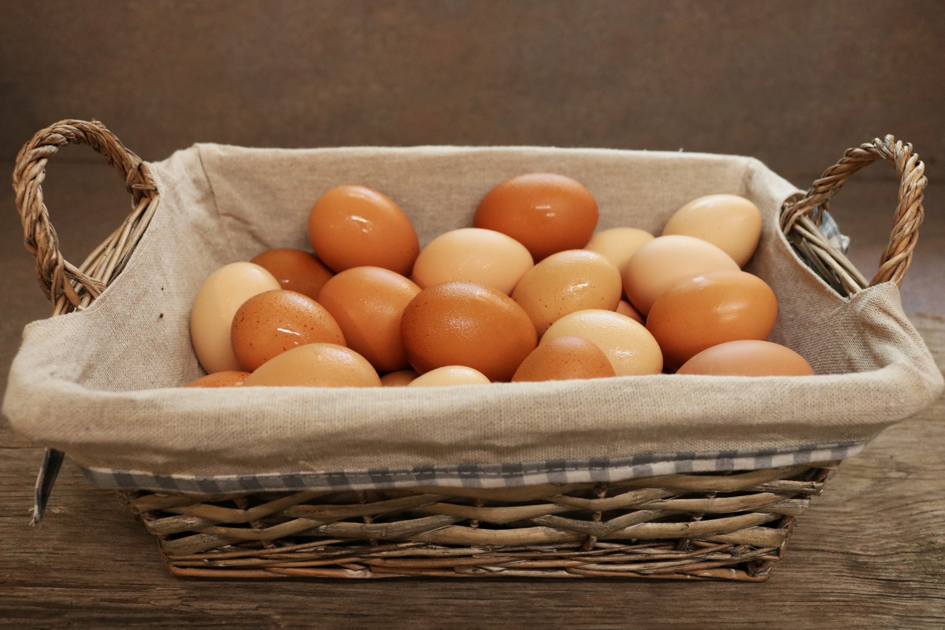 Fresh Brown Eggs In Basket