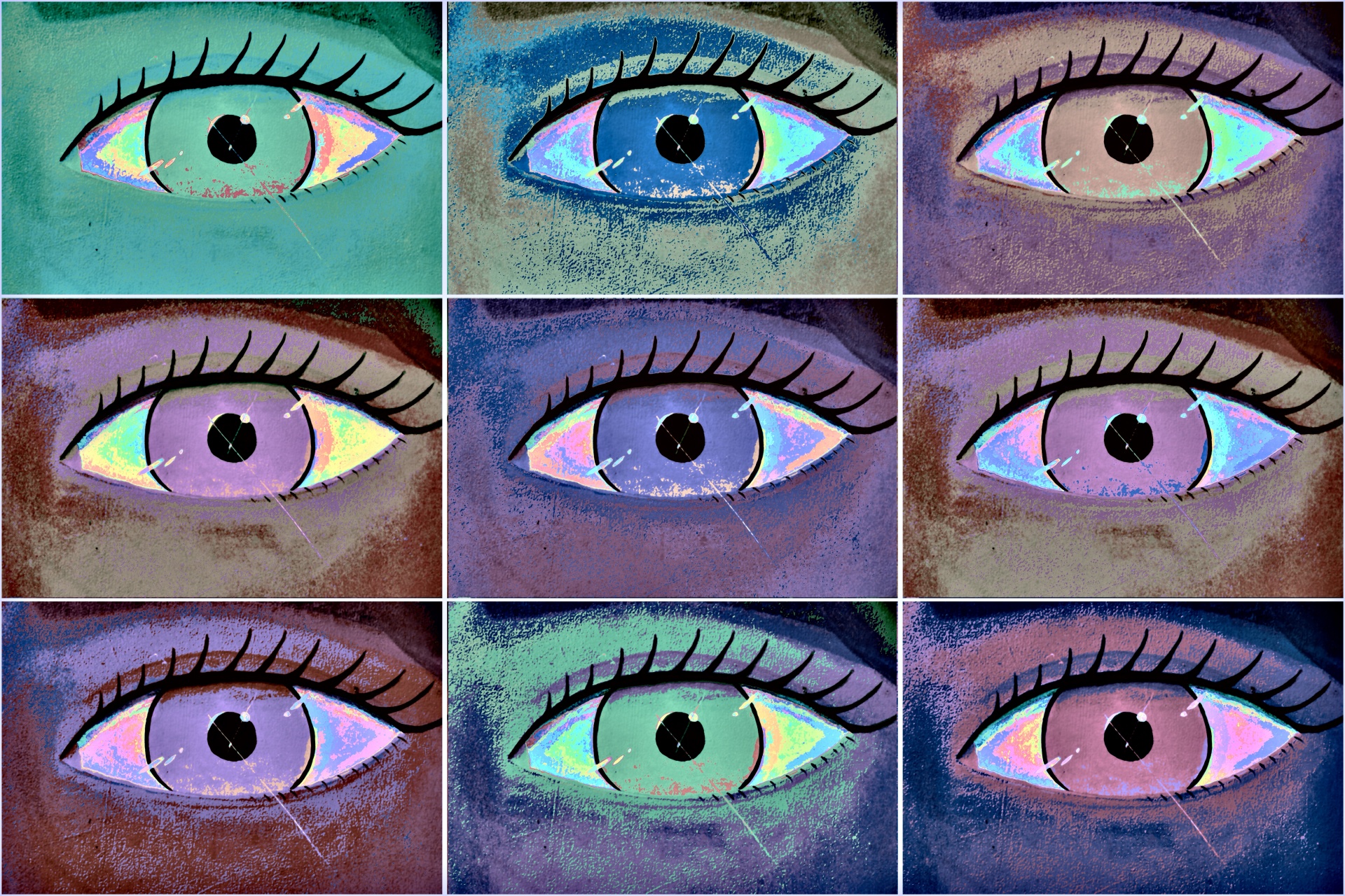 grid of different colored eyes