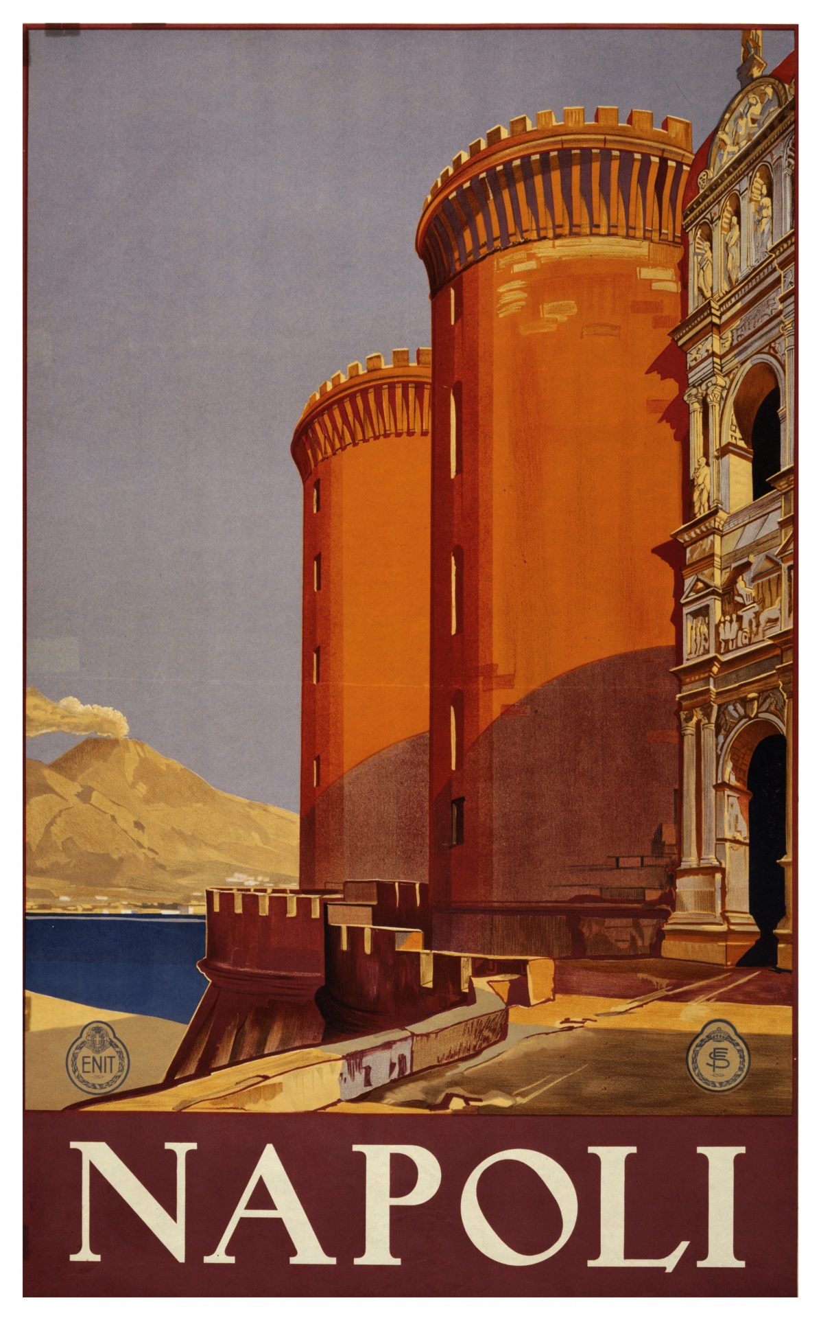 Vintage travel poster for Naples, Napoli, Italy