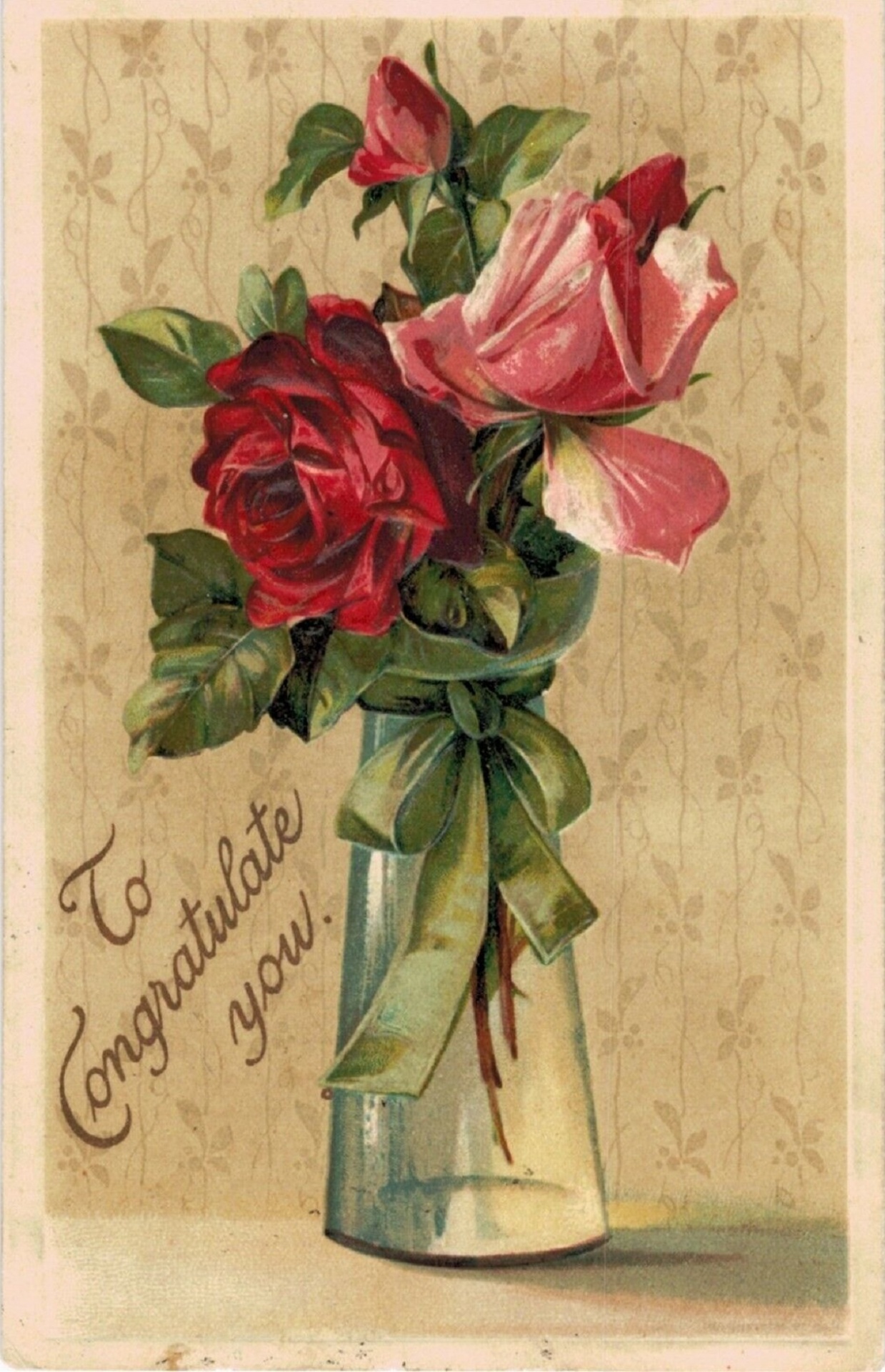 Roses In Vase By Ellen Clapsaddle