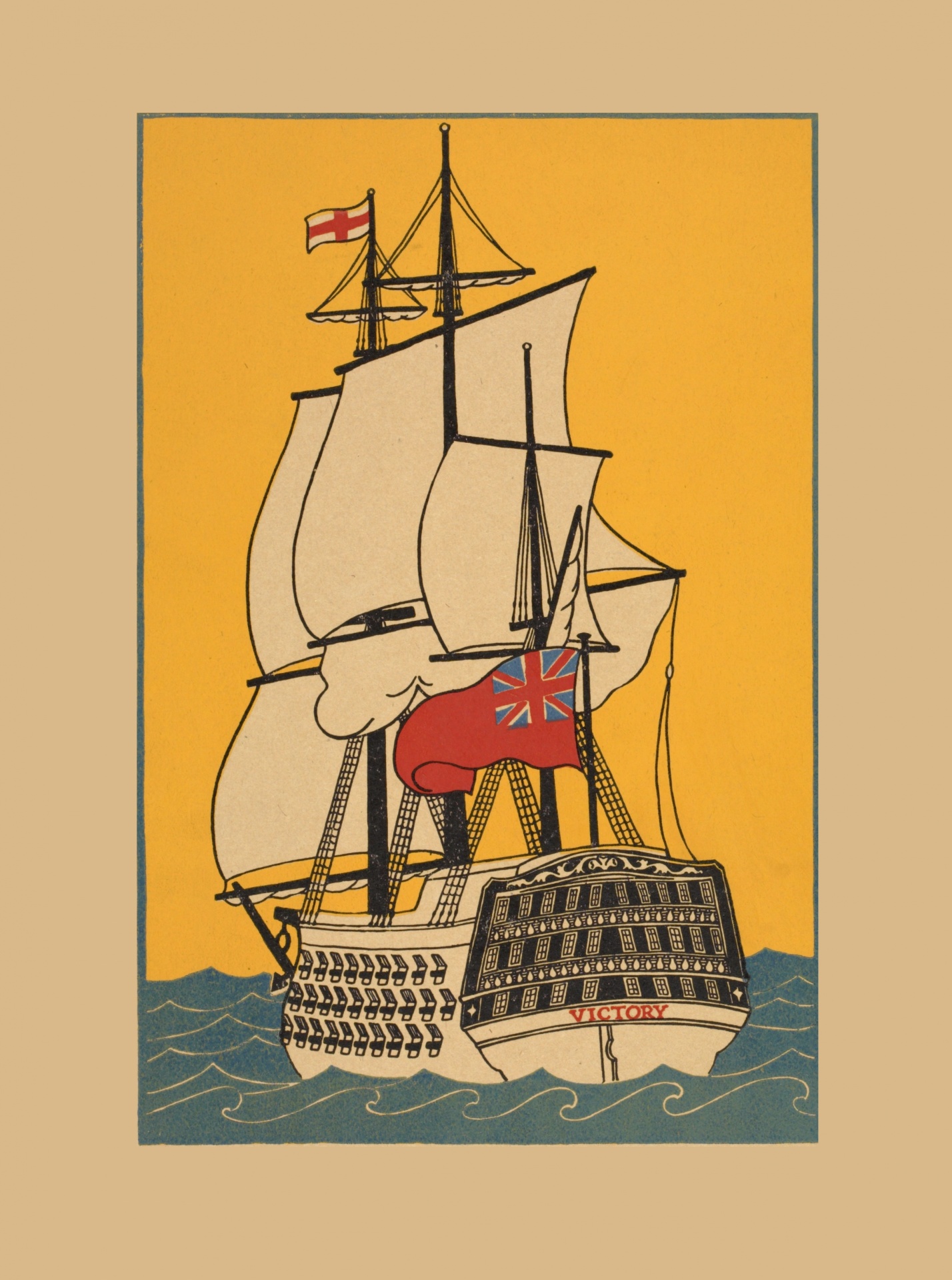 Vintage drawing of ship the Victory print, poster