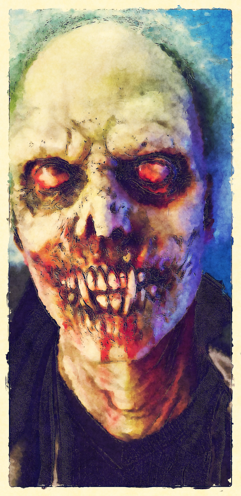 bloody toothy zombie face