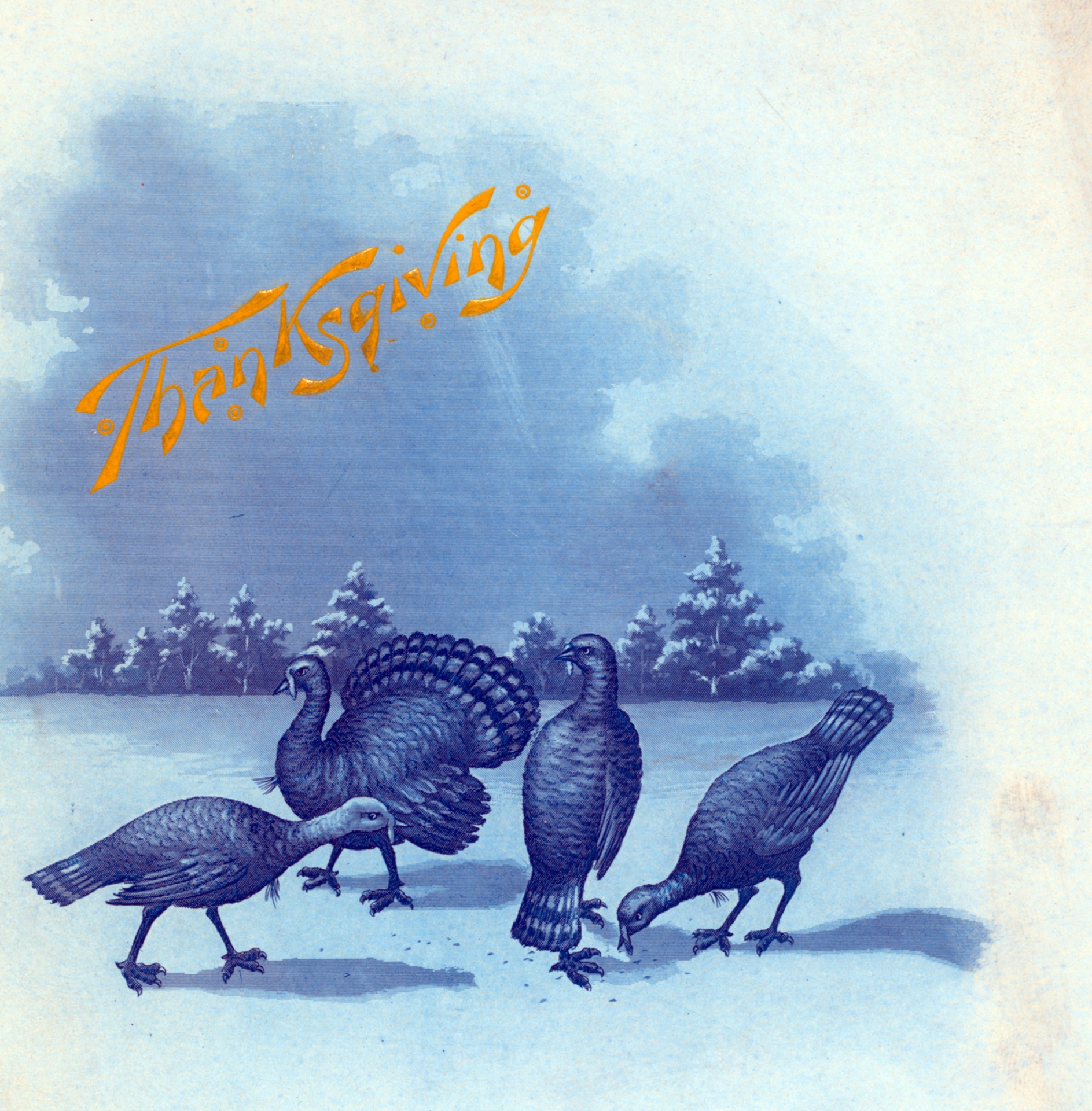 vintage poster for Thanksgiving featuring turkeys