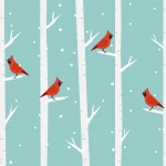 Birds, Trees Winter Snow