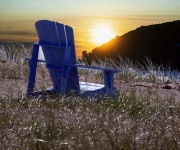 Chair On The Bluff During Sunset