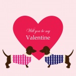 Dachshund Dogs Valentines Backgroun